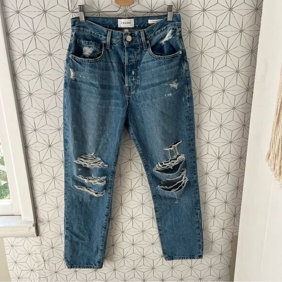 Frame Le Original Loose Straight Fit Distressed Jean - Picture 1 of 5